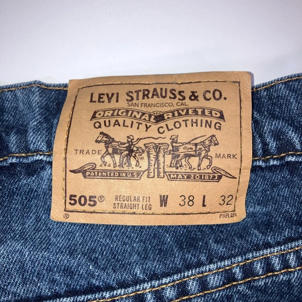 Vintage Levi's 505 Jeans Mens 38x32 Hemmed 36x29 Orange Tab USA Made 90s Y2K